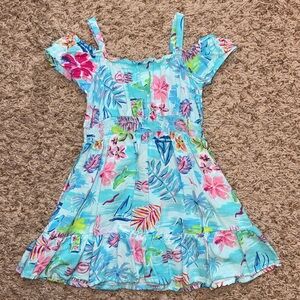 4t girls cold-shoulder tropical print dress from Children’s Place.